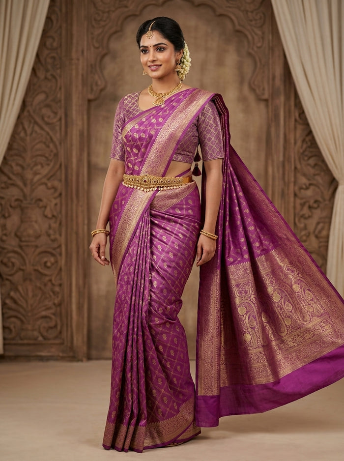 Mauve Fuchsia Pattu Silk Saree