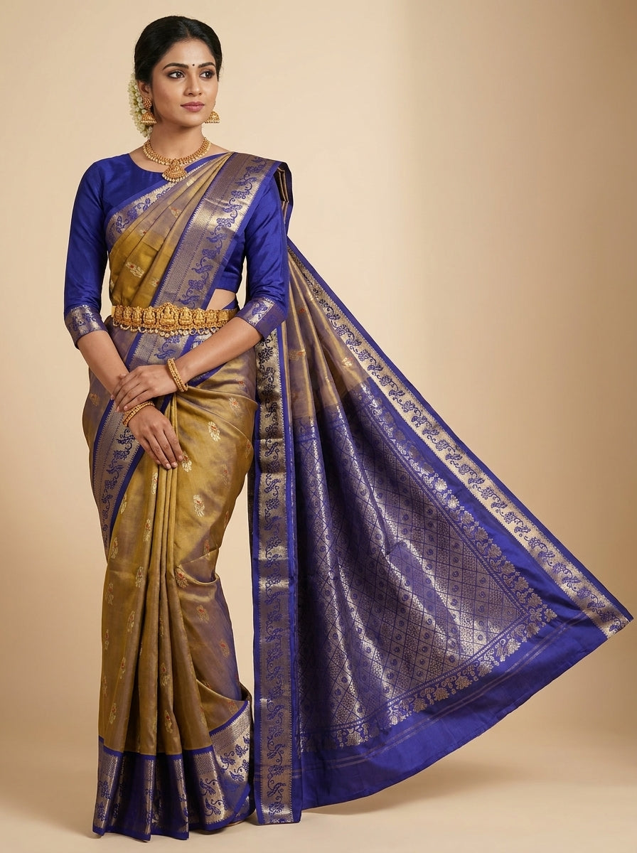 Olive Gold Pattu Silk Saree