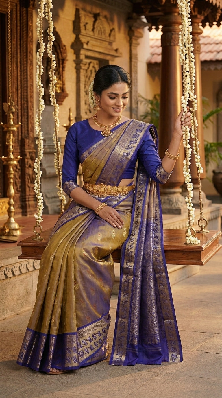 Olive Gold Pattu Silk Saree