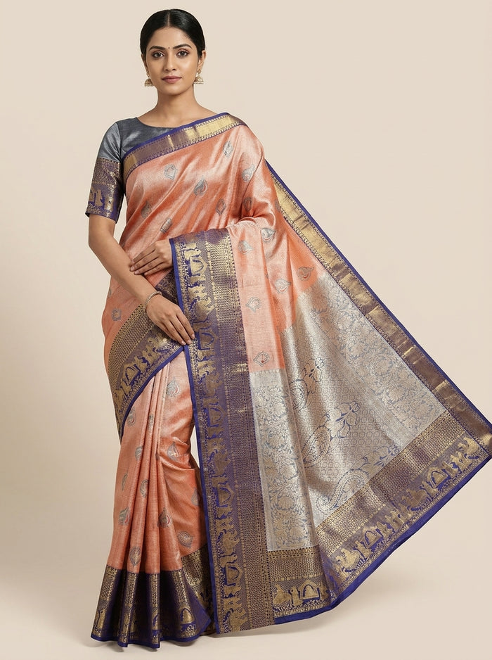 Peach Pattu Silk Saree