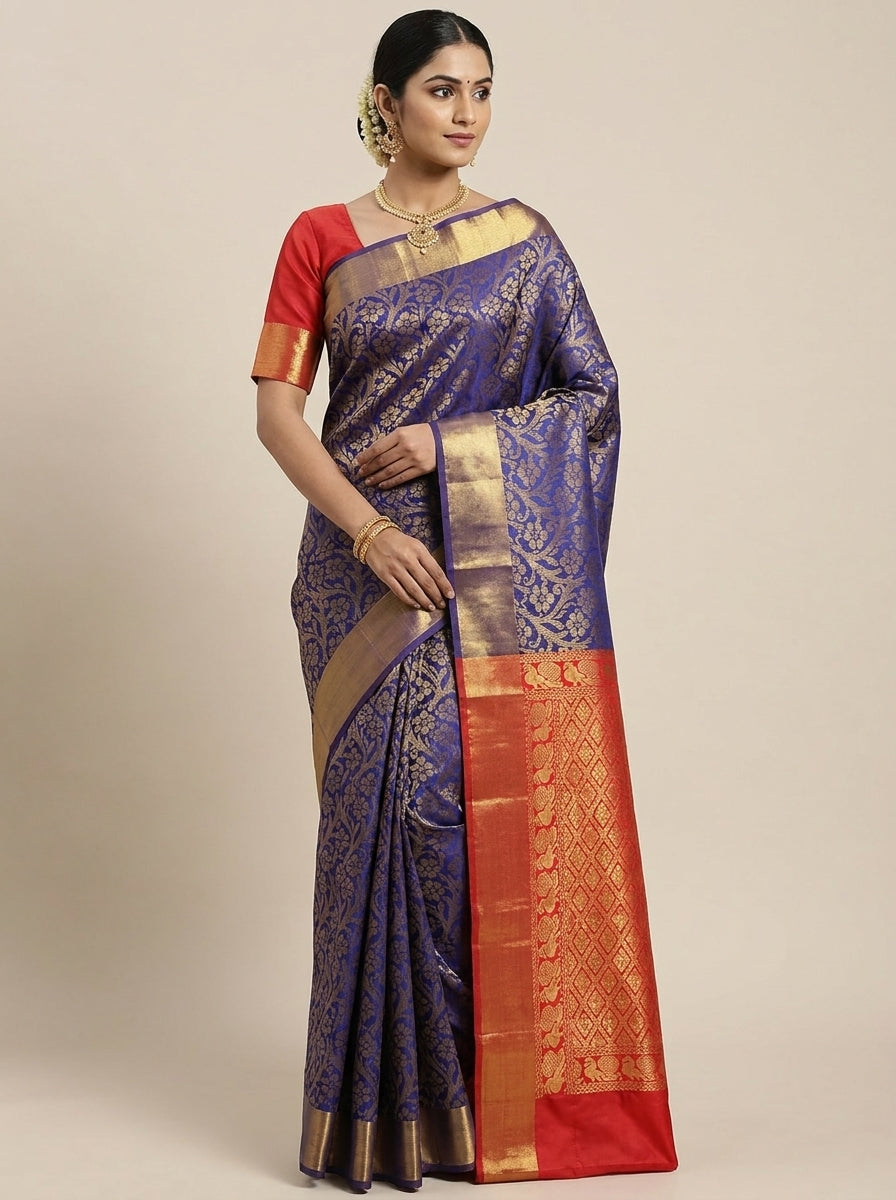 Peacock Blue Pattu Silk Saree