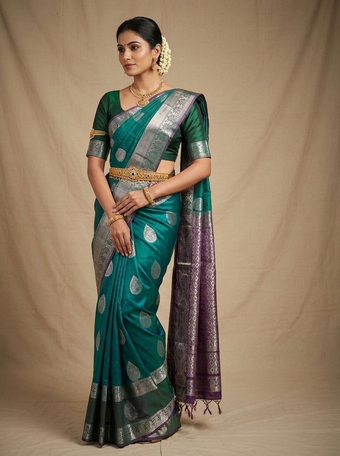 Peacock Green Pattu Silk Saree