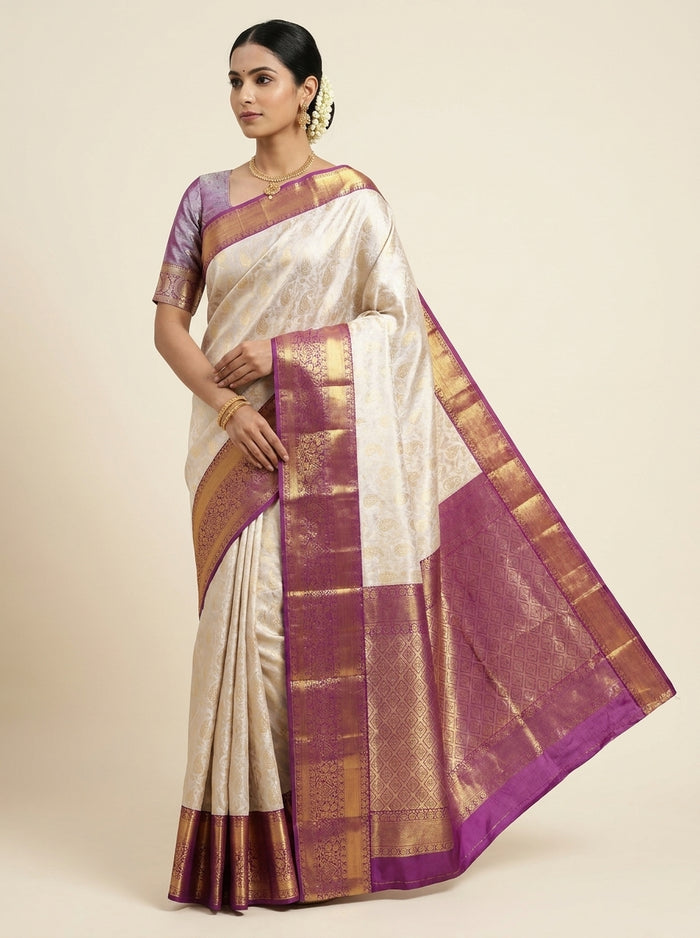 Pearl White Pattu Silk Saree