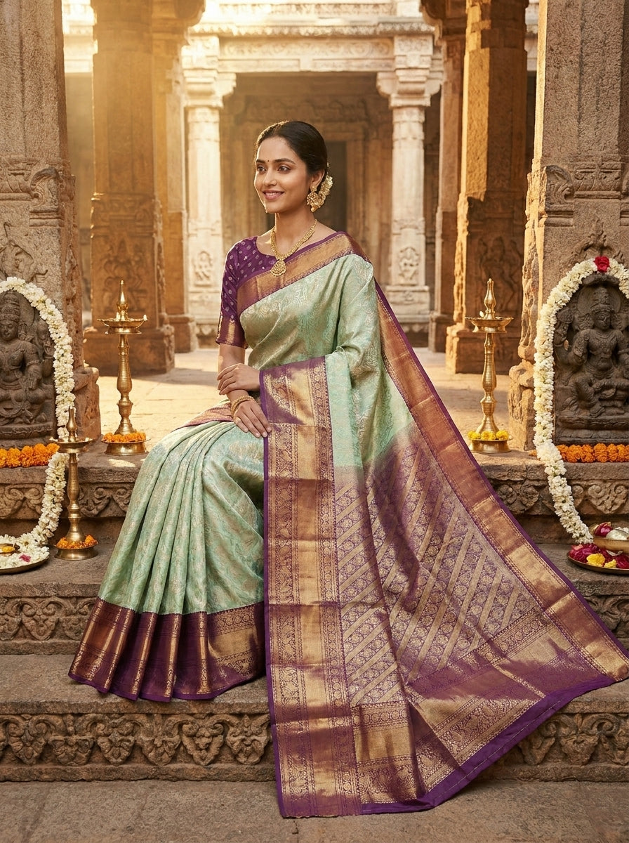 Pista Green Pattu Silk Saree