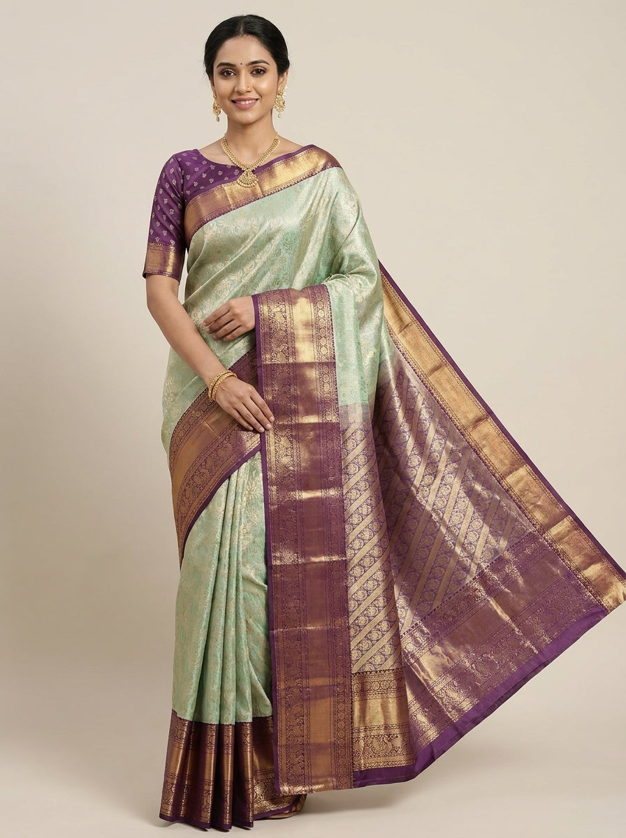 Pista Green Pattu Silk Saree