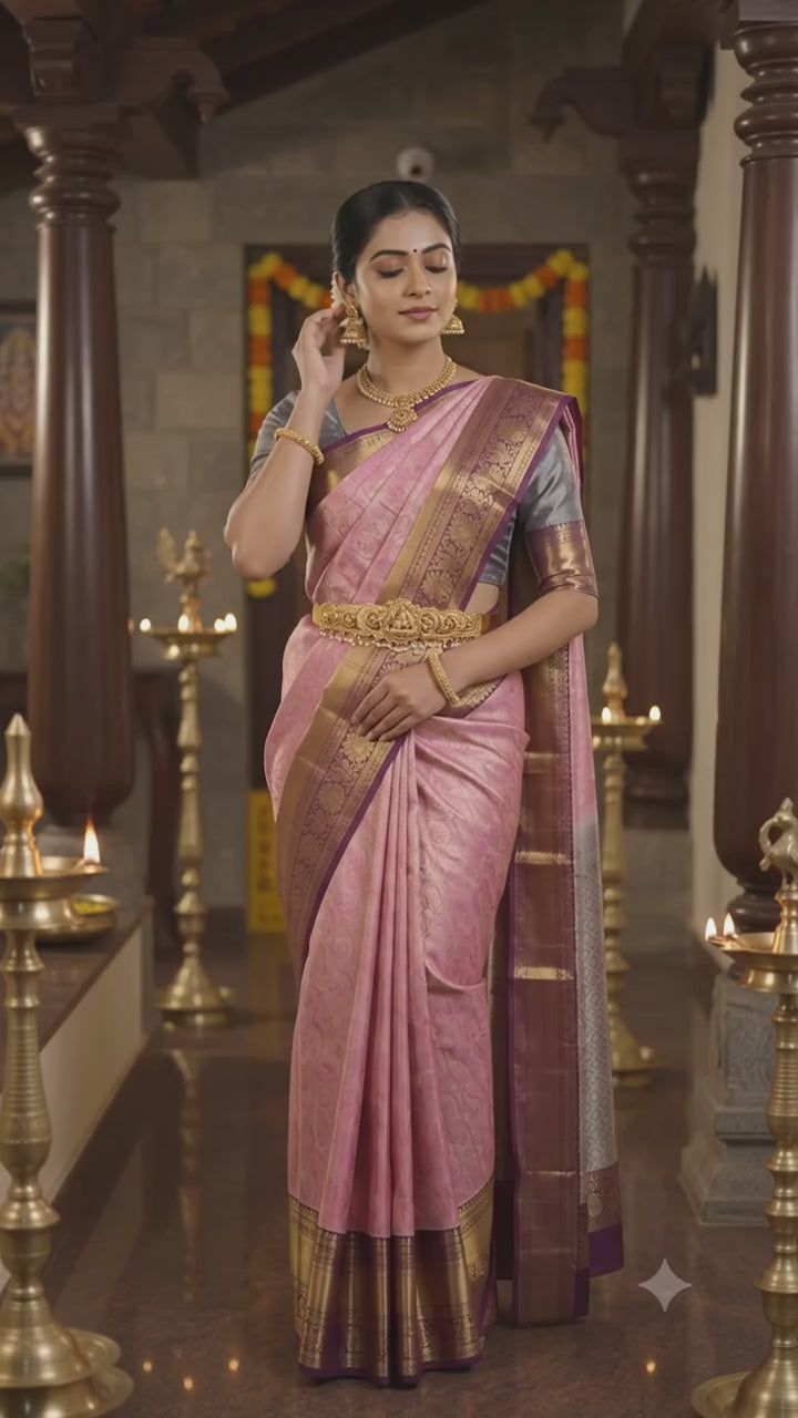 Blush Pink Pattu Silk Saree