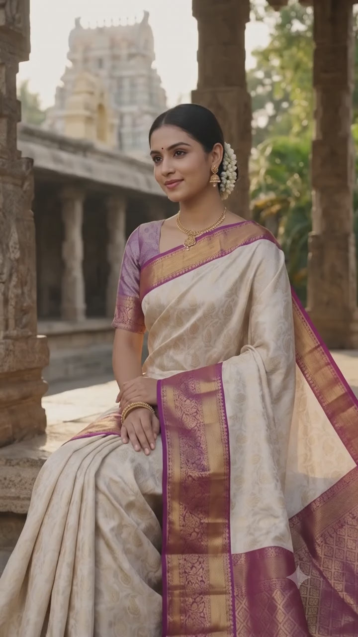 Pearl White Pattu Silk Saree