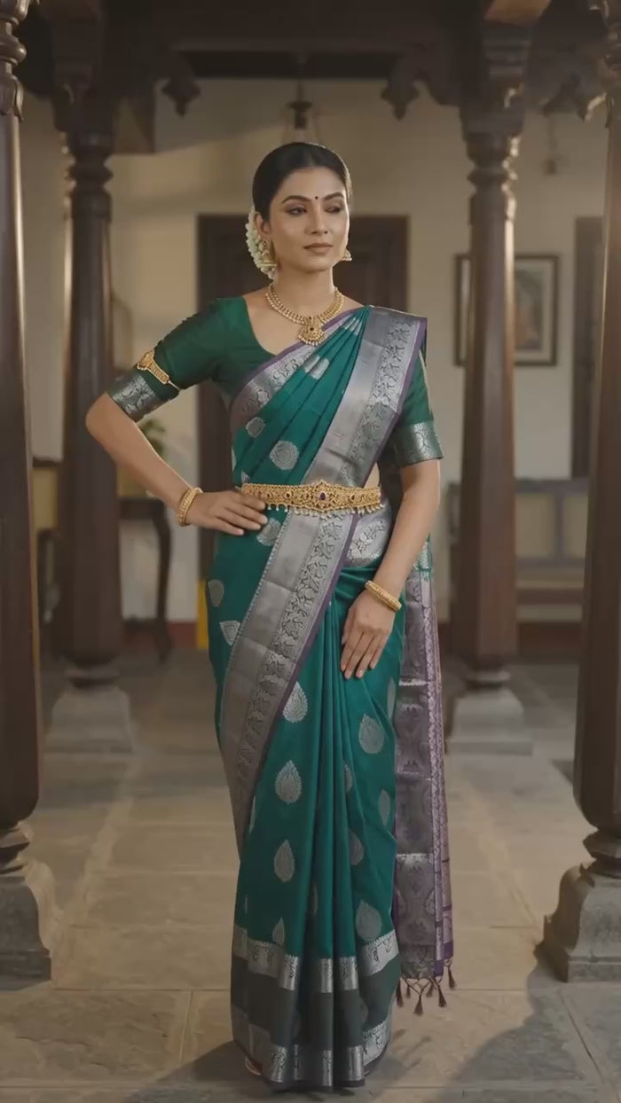 Peacock Green Pattu Silk Saree