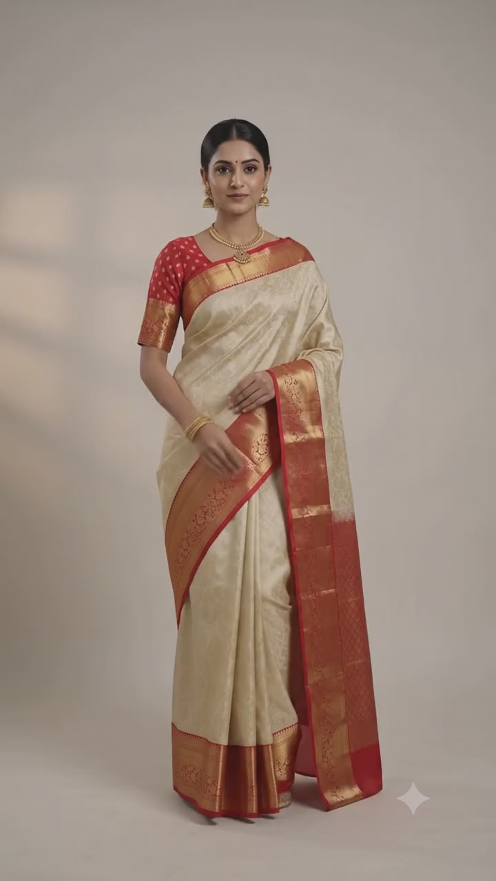 Maharani Ivory Pattu Silk Saree