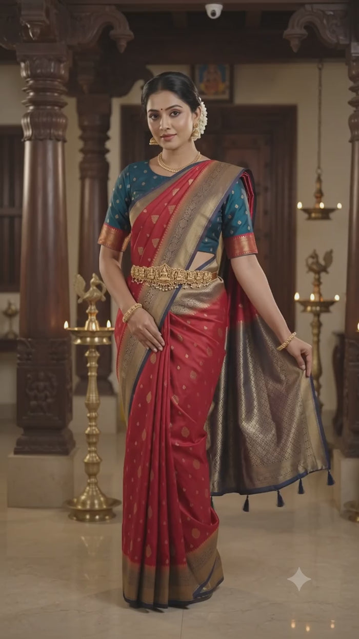 Garnet Maroon Pattu Silk Saree