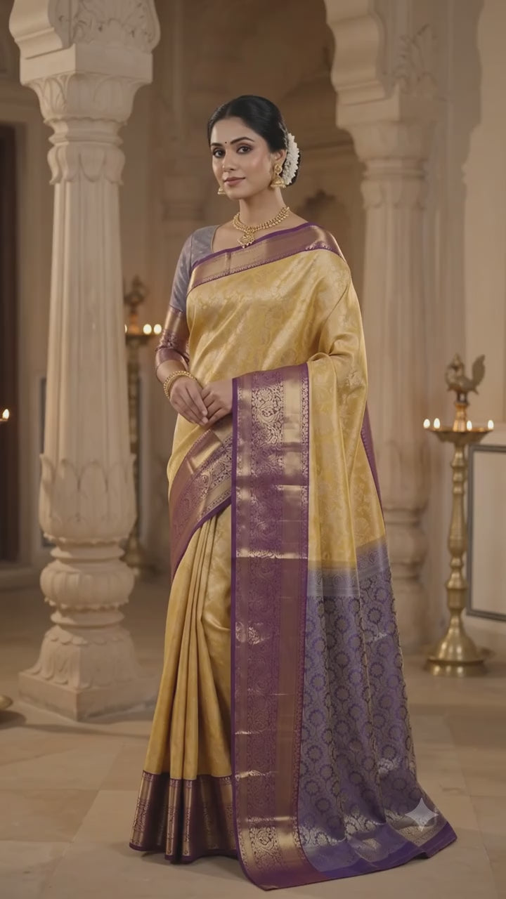 Golden Mustard Pattu Silk Saree