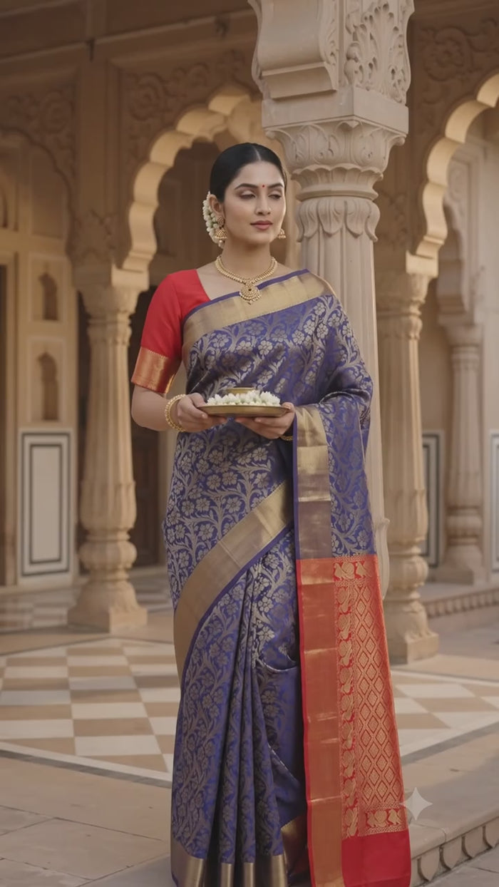 Peacock Blue Pattu Silk Saree