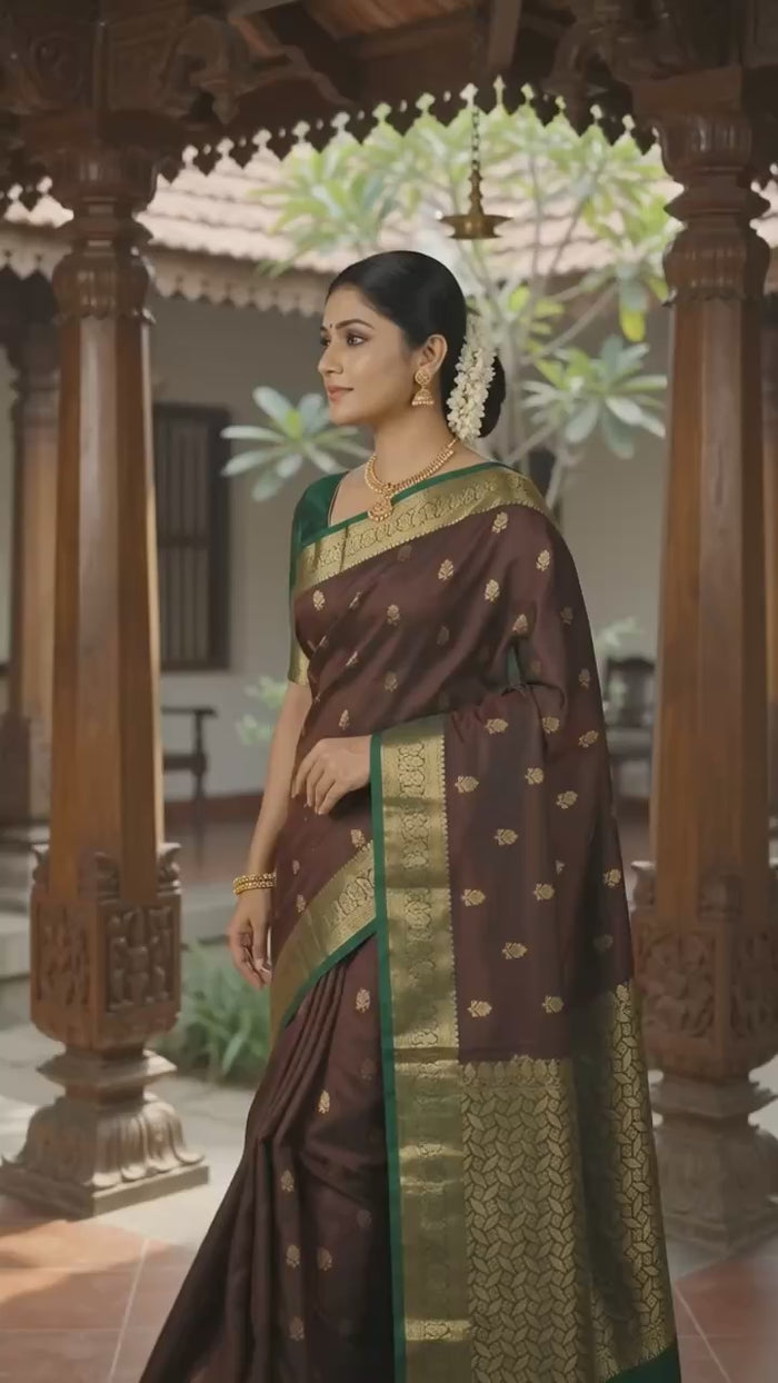 Maroon & Green Pattu Silk Saree