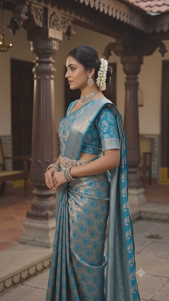 Ice Blue Pattu Silk Saree