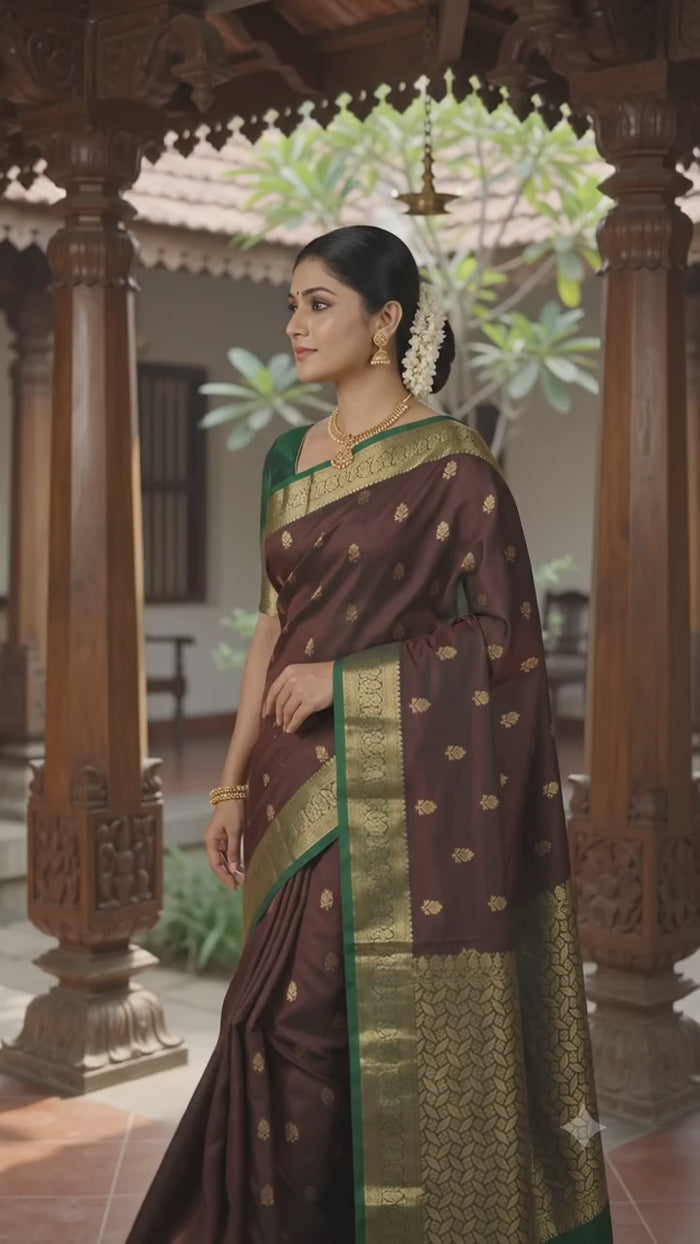 Maroon Green Pattu Silk Saree