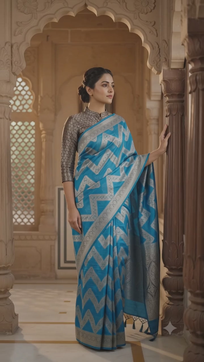 Powder Blue Pattu Silk Saree