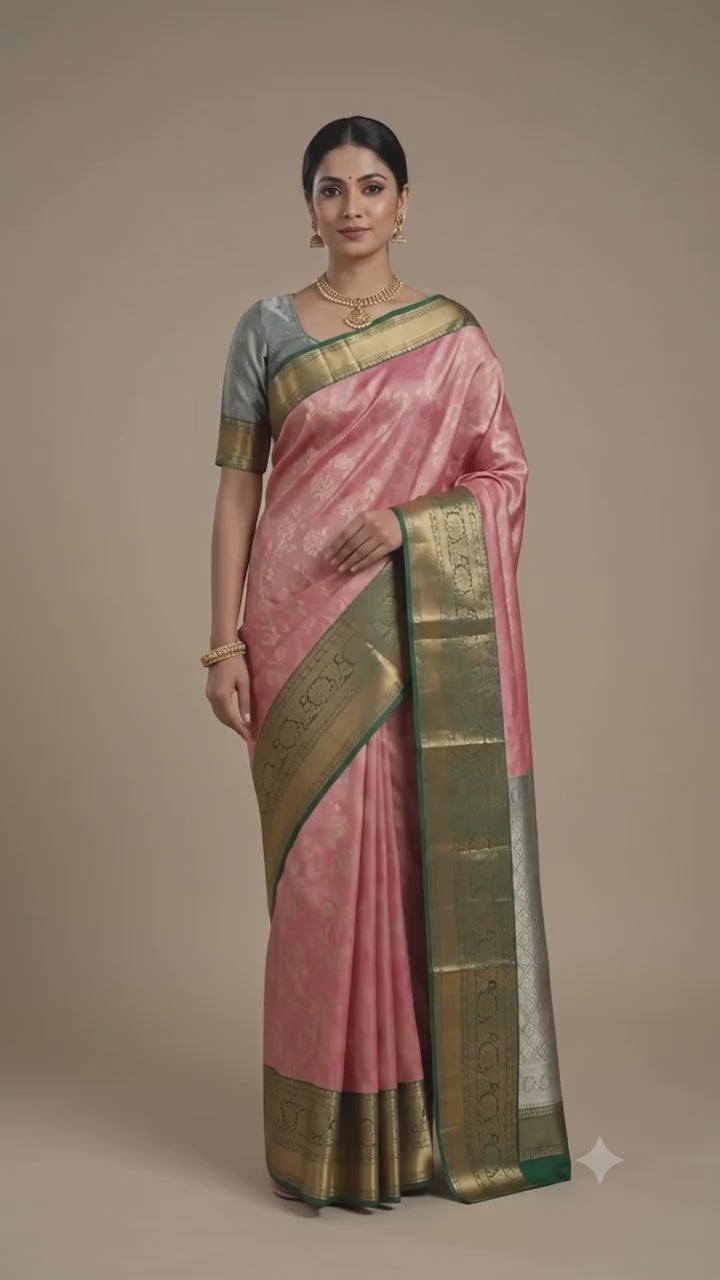 Rose Pink Pattu Silk Saree