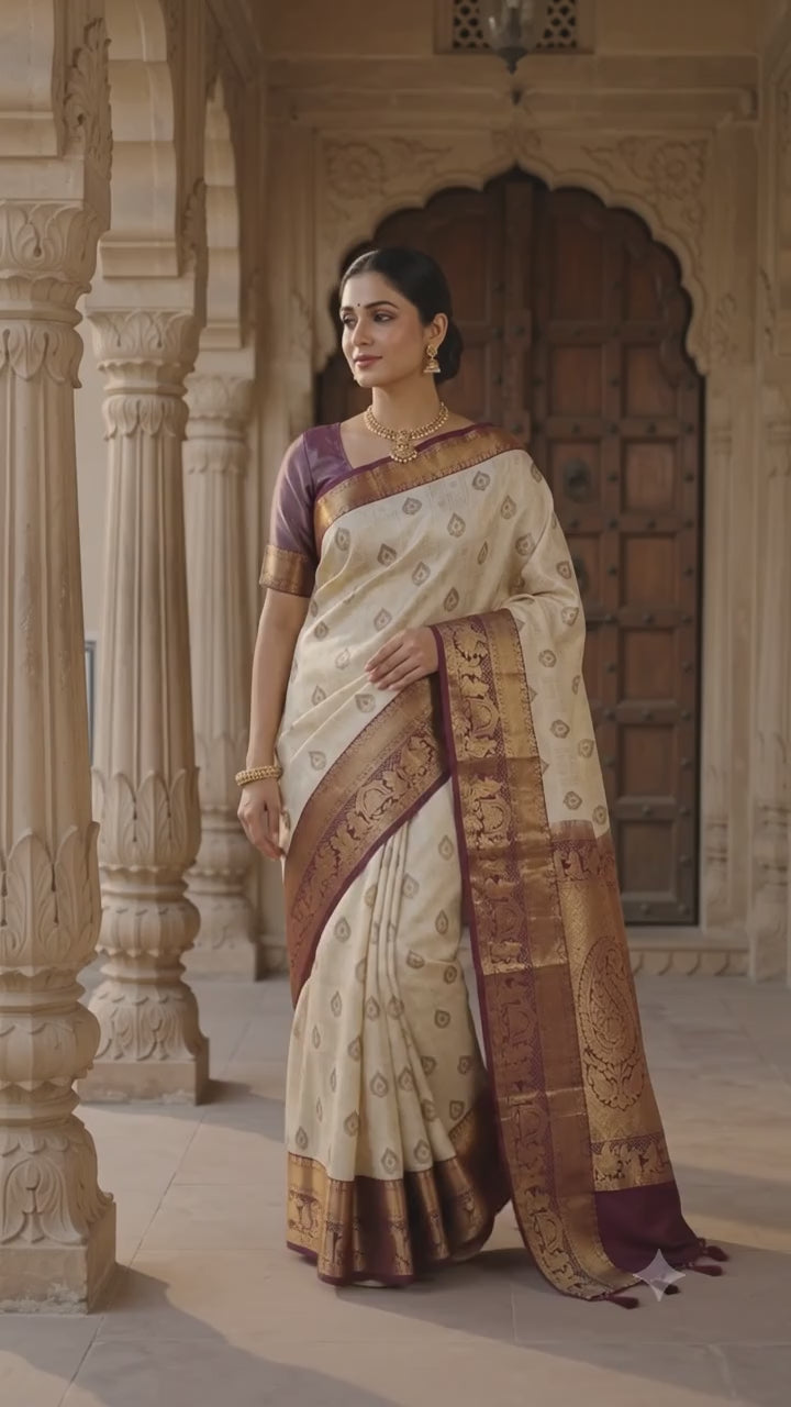 Heritage Cream Pattu Silk Saree