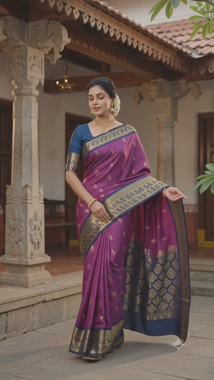Magenta Purple Pattu Silk Saree