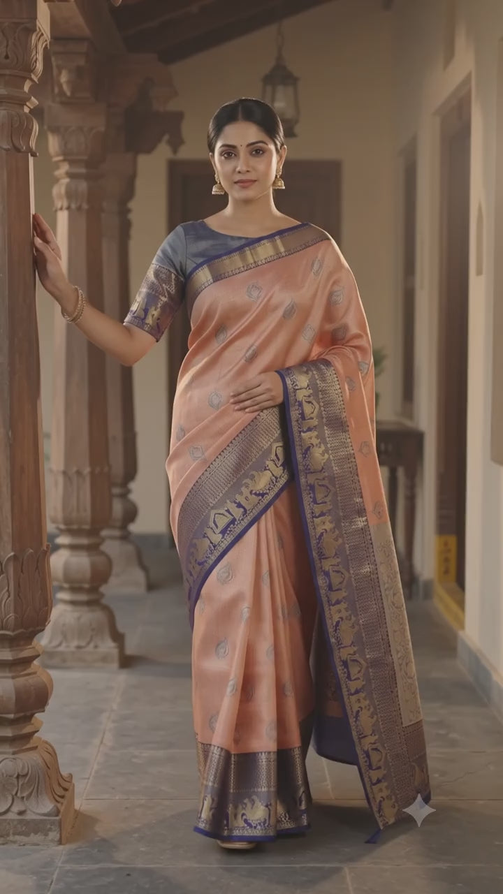 Peach Pattu Silk Saree