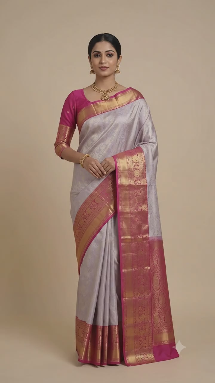 Lilac Lavender Pattu Silk Saree