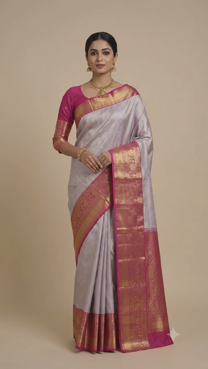 Lilac Lavender Pattu Silk Saree