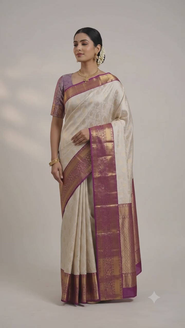 Pearl White Pattu Silk Saree