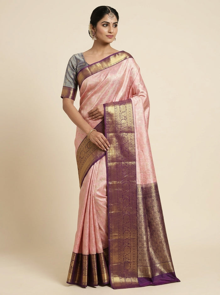 Rosewood Pink Pattu Silk Saree