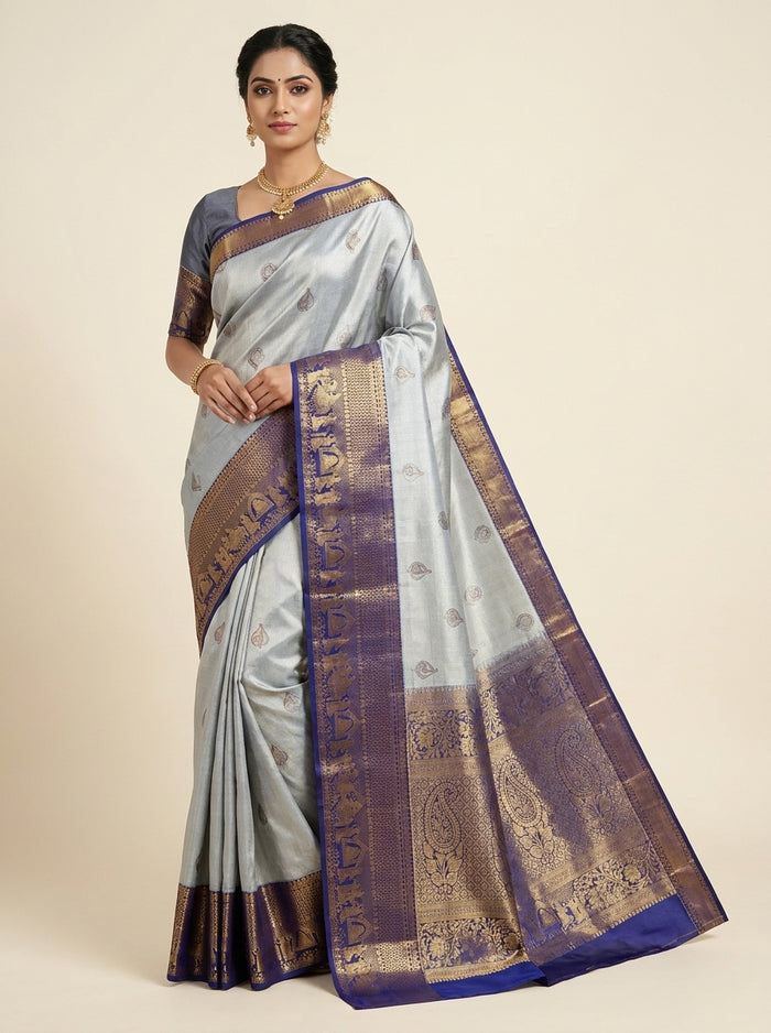 Silver Grey Pattu Silk Saree