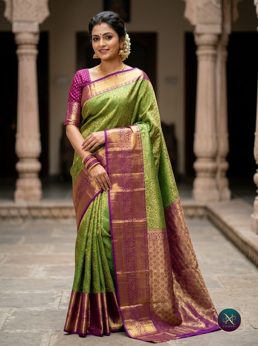 Olive Plum Pure Kanchi Pattu Saree