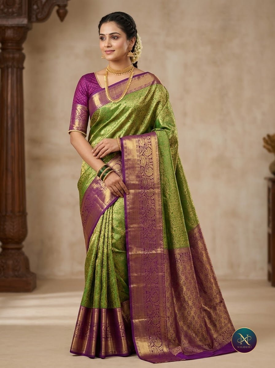 Olive Plum Pure Kanchi Pattu Saree