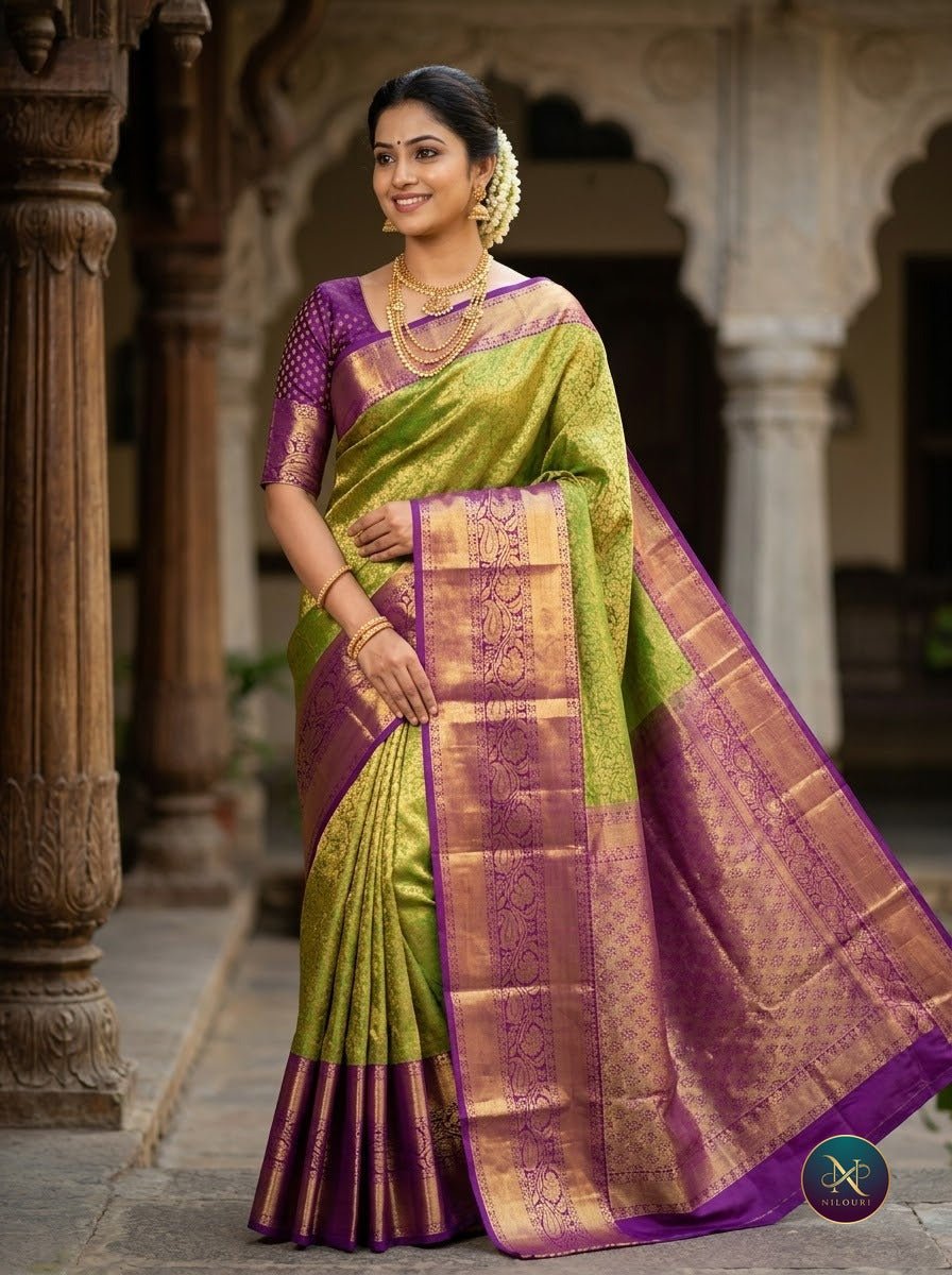 Olive Plum Pure Kanchi Pattu Saree