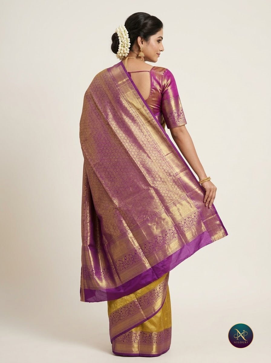Mustard Plum Pure Kanchi Pattu Saree