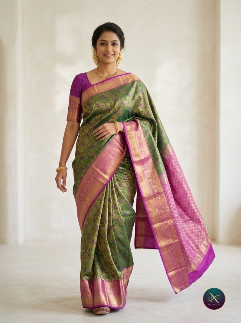 Emerald Magenta Pure Kanchi Pattu Saree