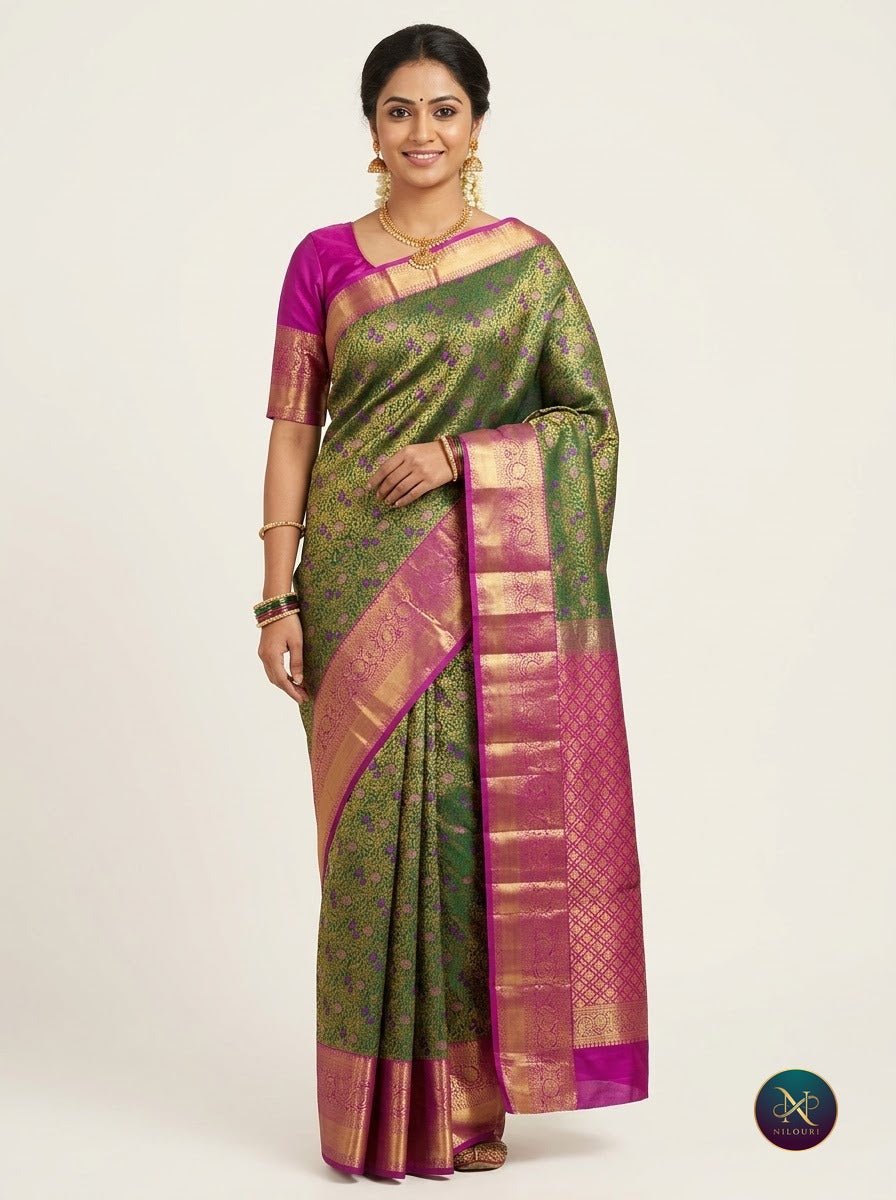 Emerald Magenta Pure Kanchi Pattu Saree