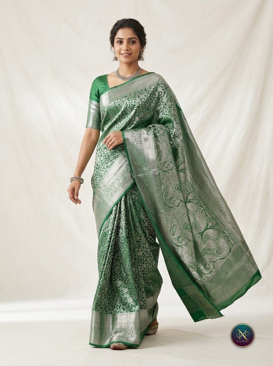 Ash Silver Pure Self Tissue Saree