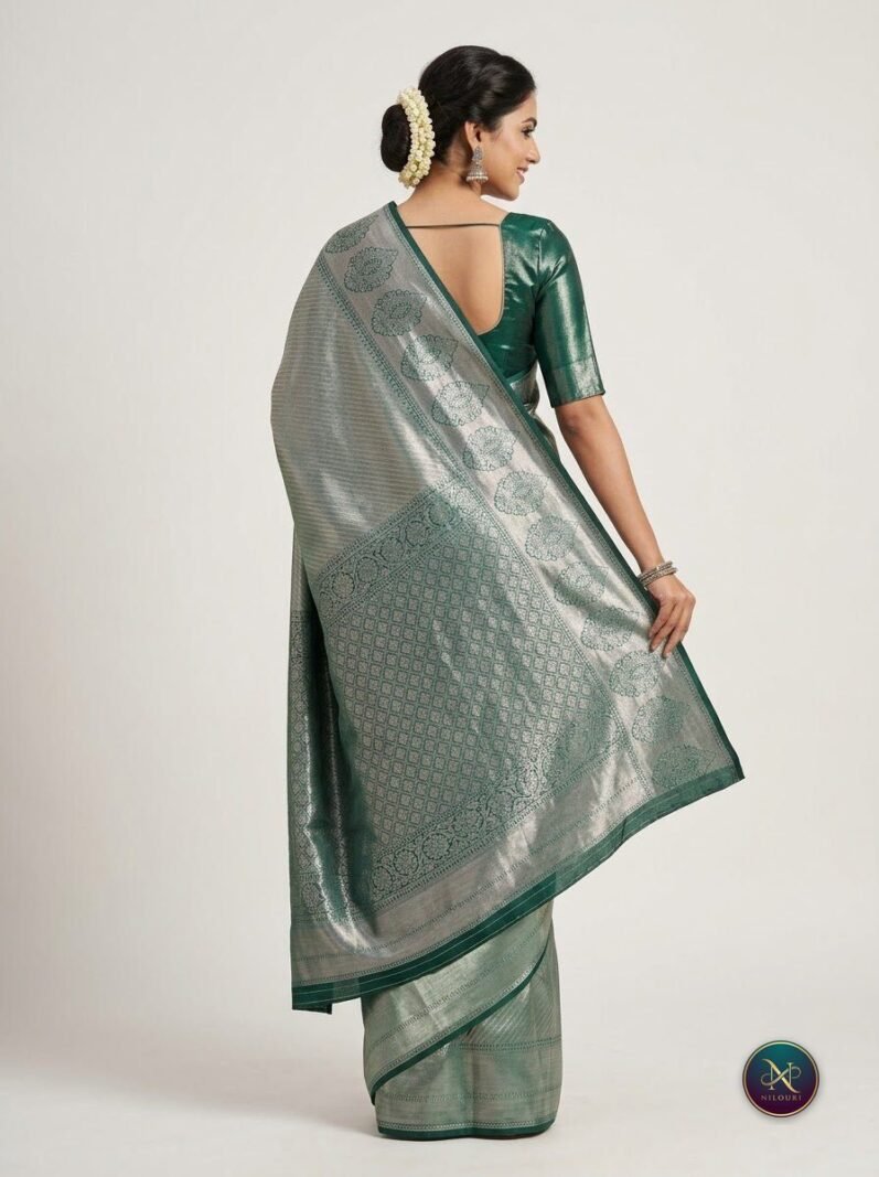 Ash Silver Pure Self Tissue Saree