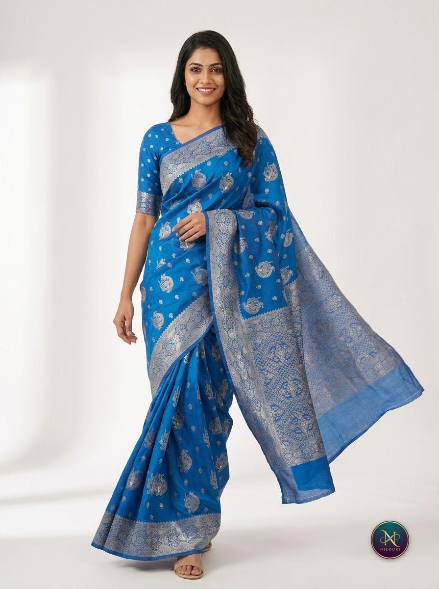 Azure Silver Banarasi Fancy Saree
