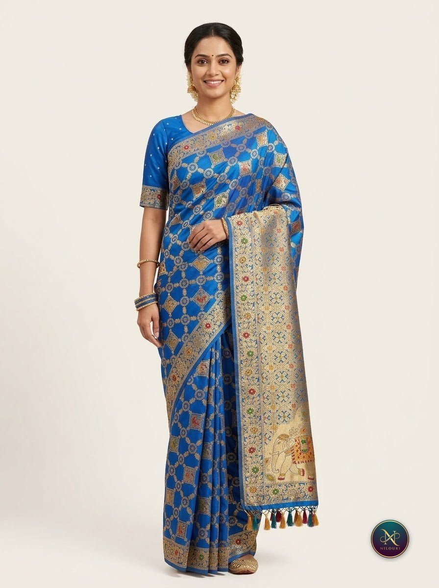 Azure Silver Banarasi Fancy Saree