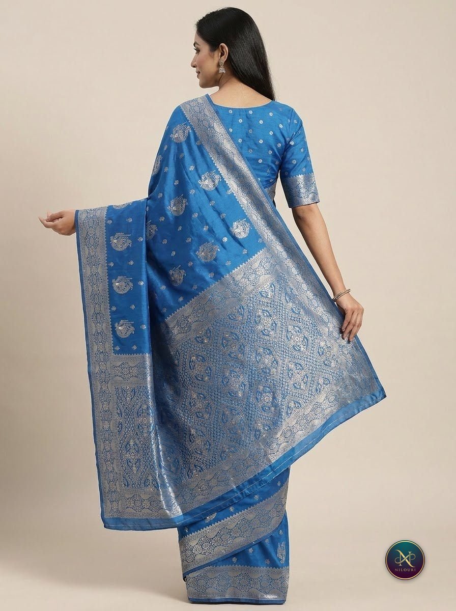 Azure Silver Banarasi Fancy Saree