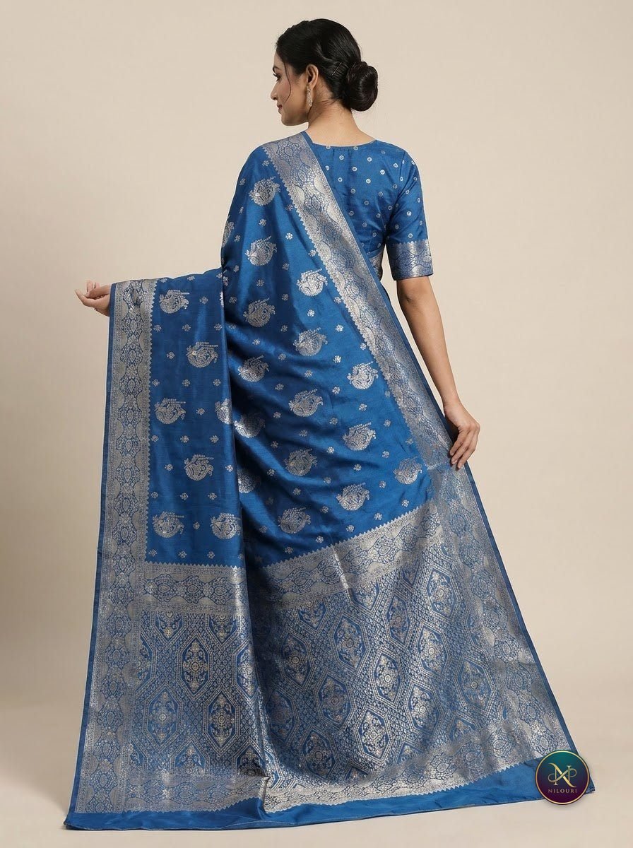 Azure Silver Banarasi Fancy Saree