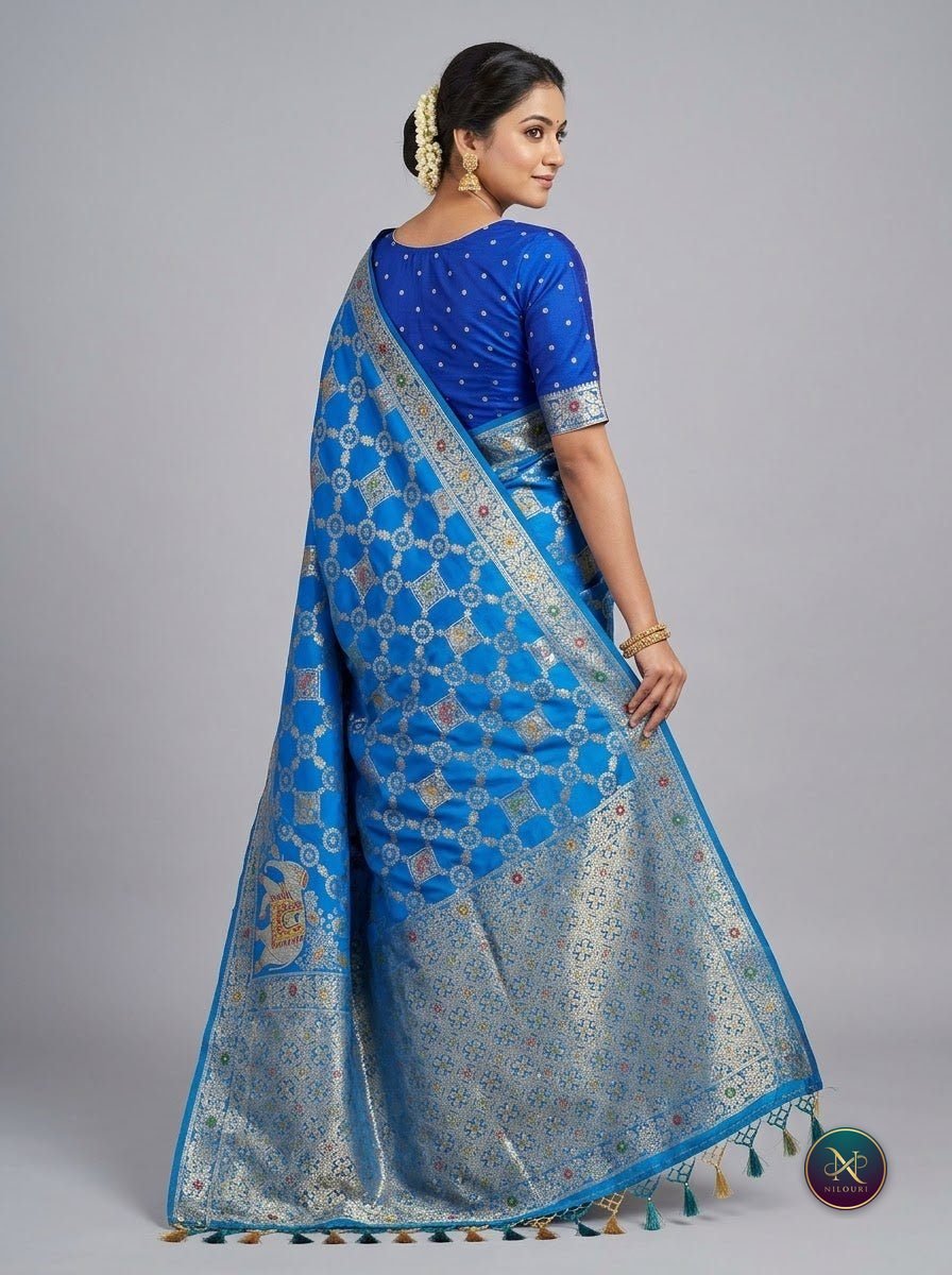 Azure Silver Banarasi Fancy Saree