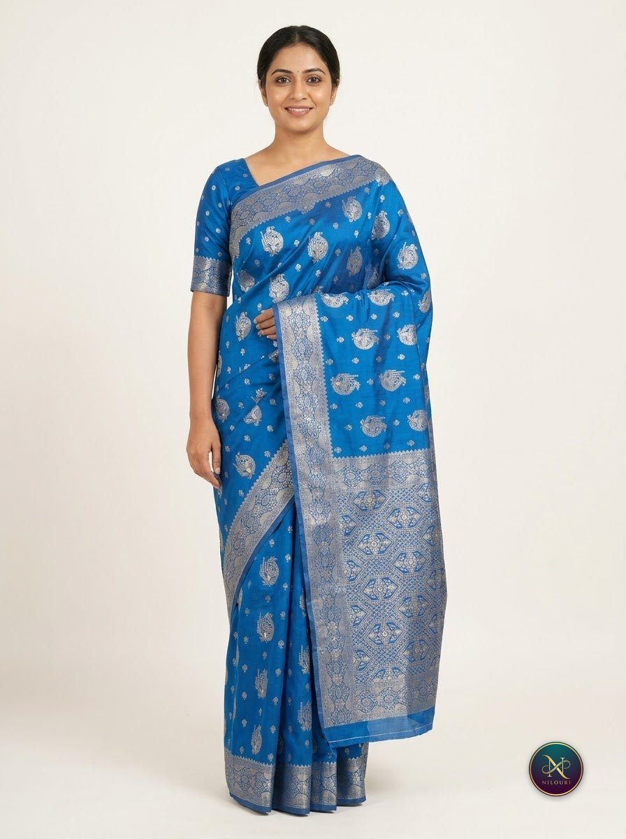 Azure Silver Banarasi Fancy Saree
