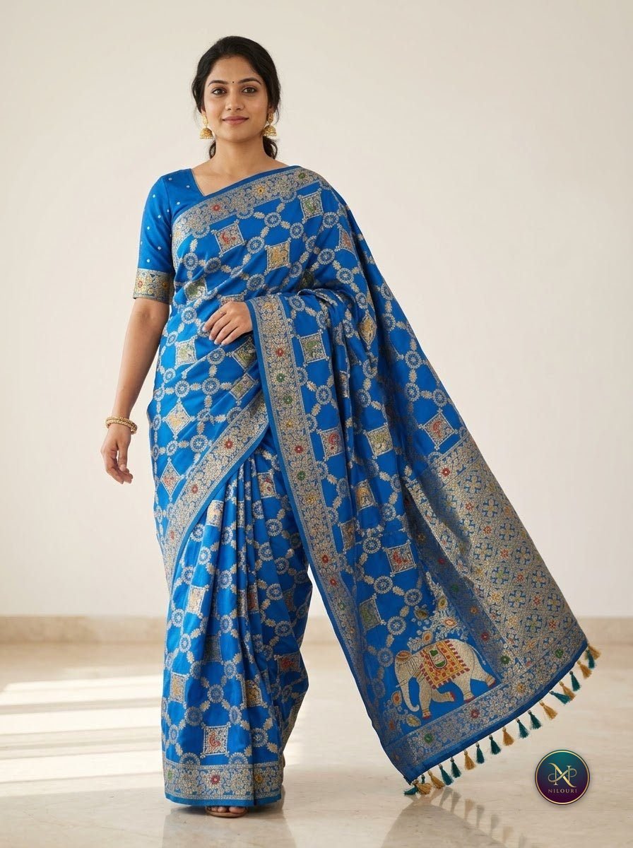 Azure Silver Banarasi Fancy Saree
