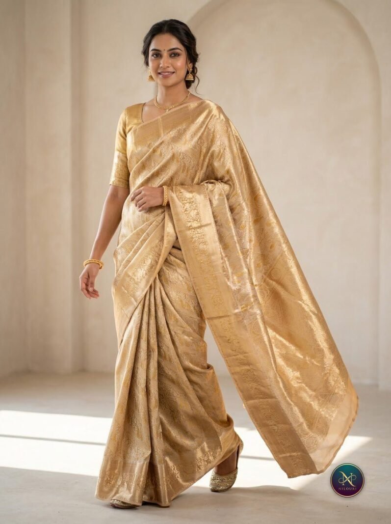 Bronze Gold Pure Self Tissue Saree