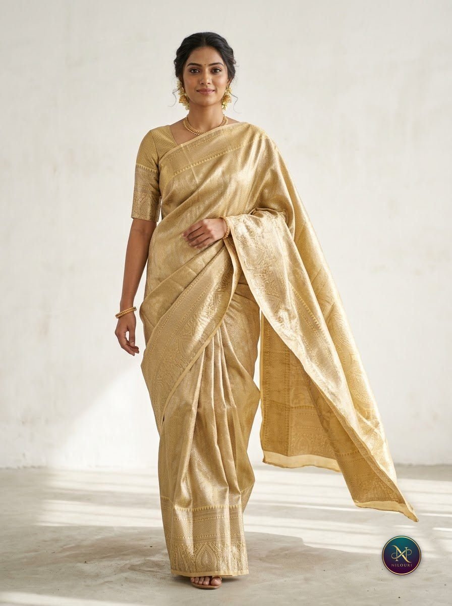 Champagne Silver Pure Self Tissue Saree