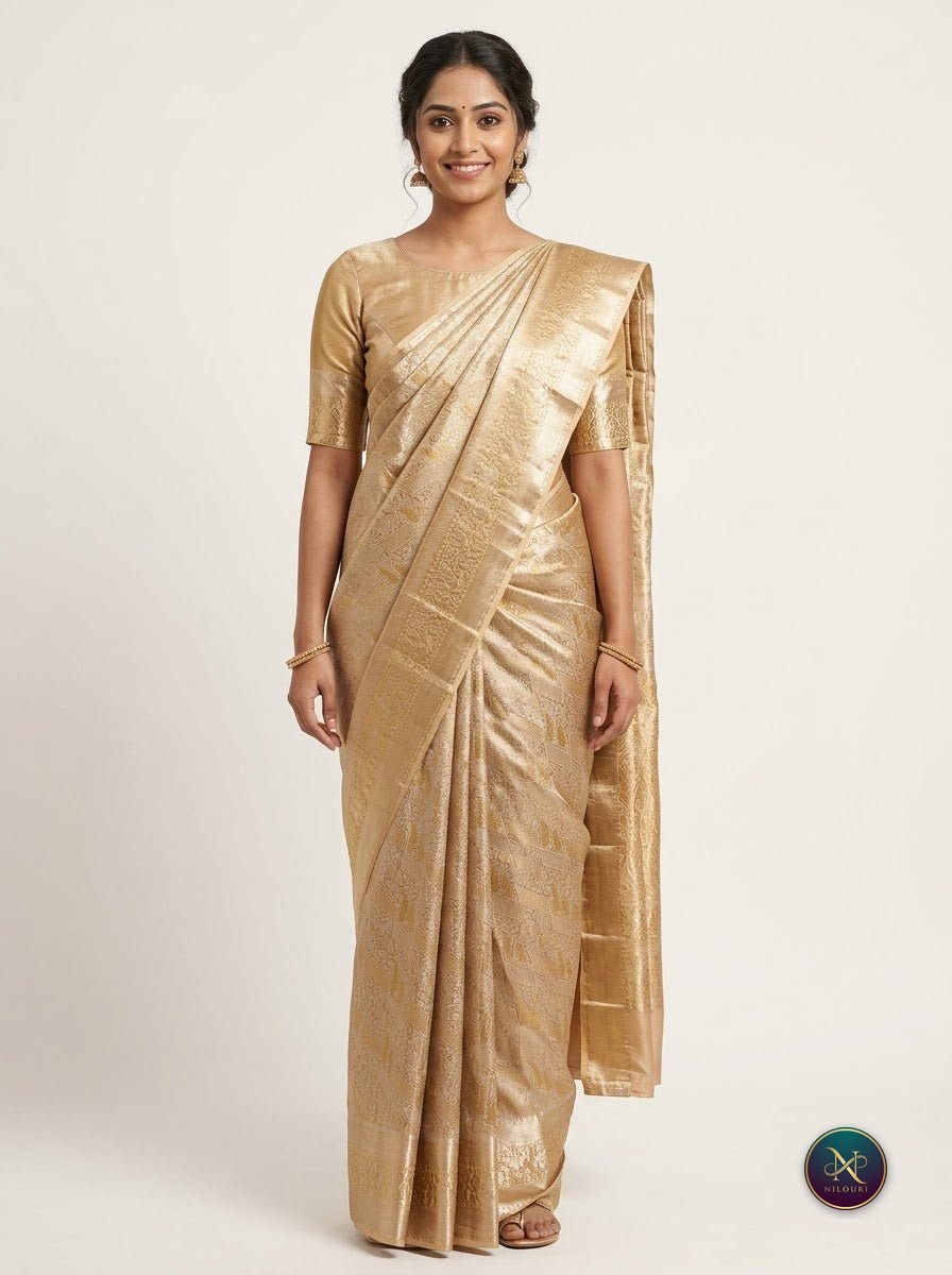 Champagne Silver Pure Self Tissue Saree