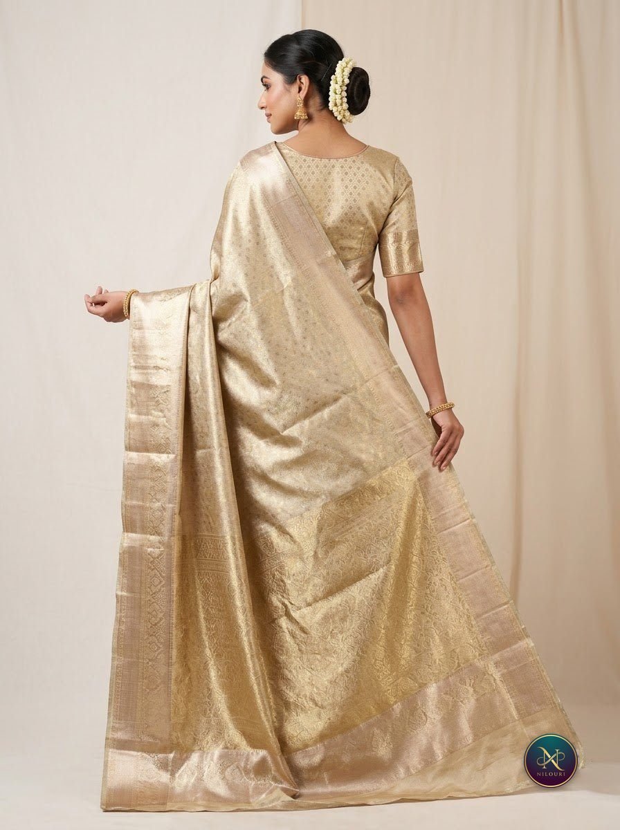 Champagne Silver Pure Self Tissue Saree