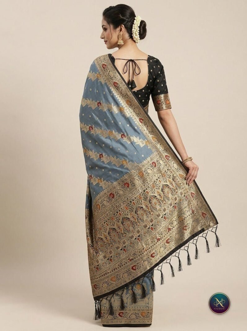 Charcoal Slate Banarasi Fancy Saree
