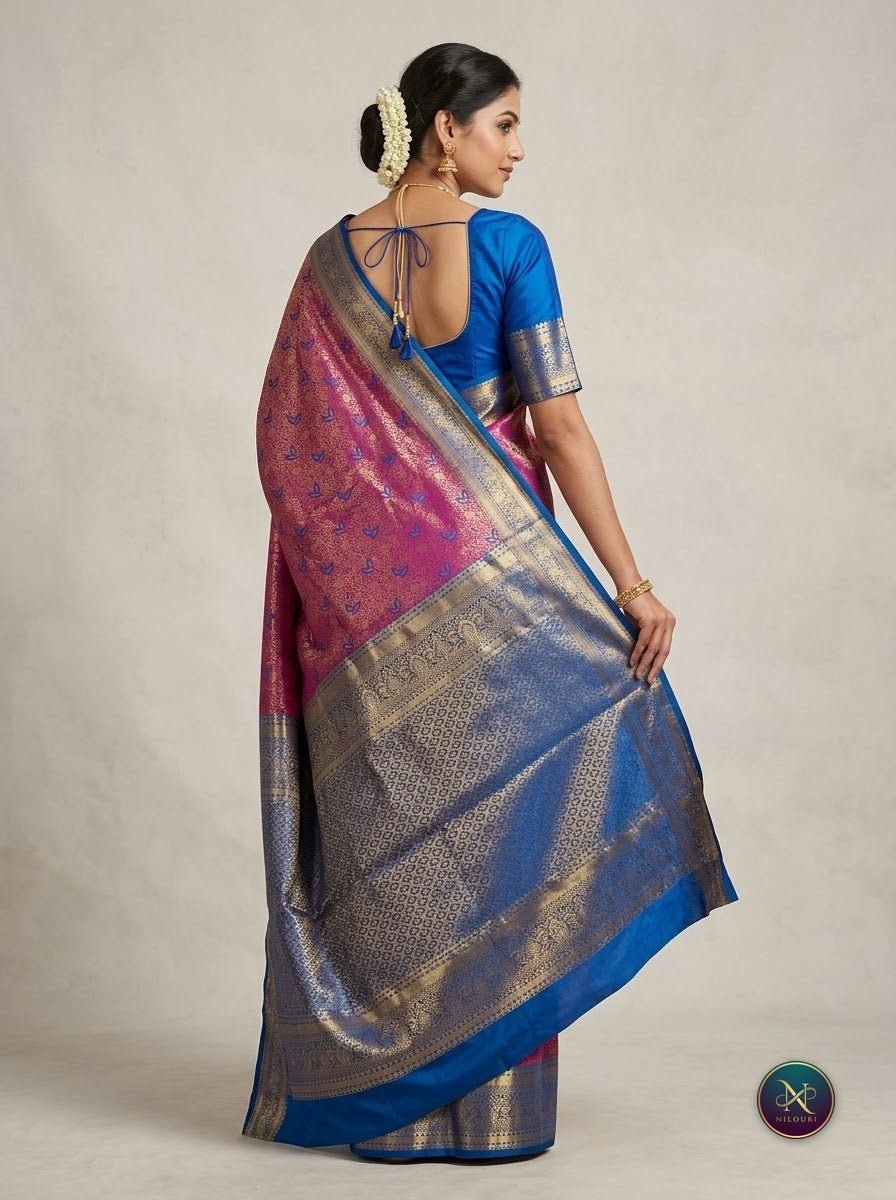 Cobalt Magenta Pure Kanchi Pattu Saree